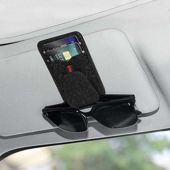 Migeec Sunglass Holder for Car Visor Leather