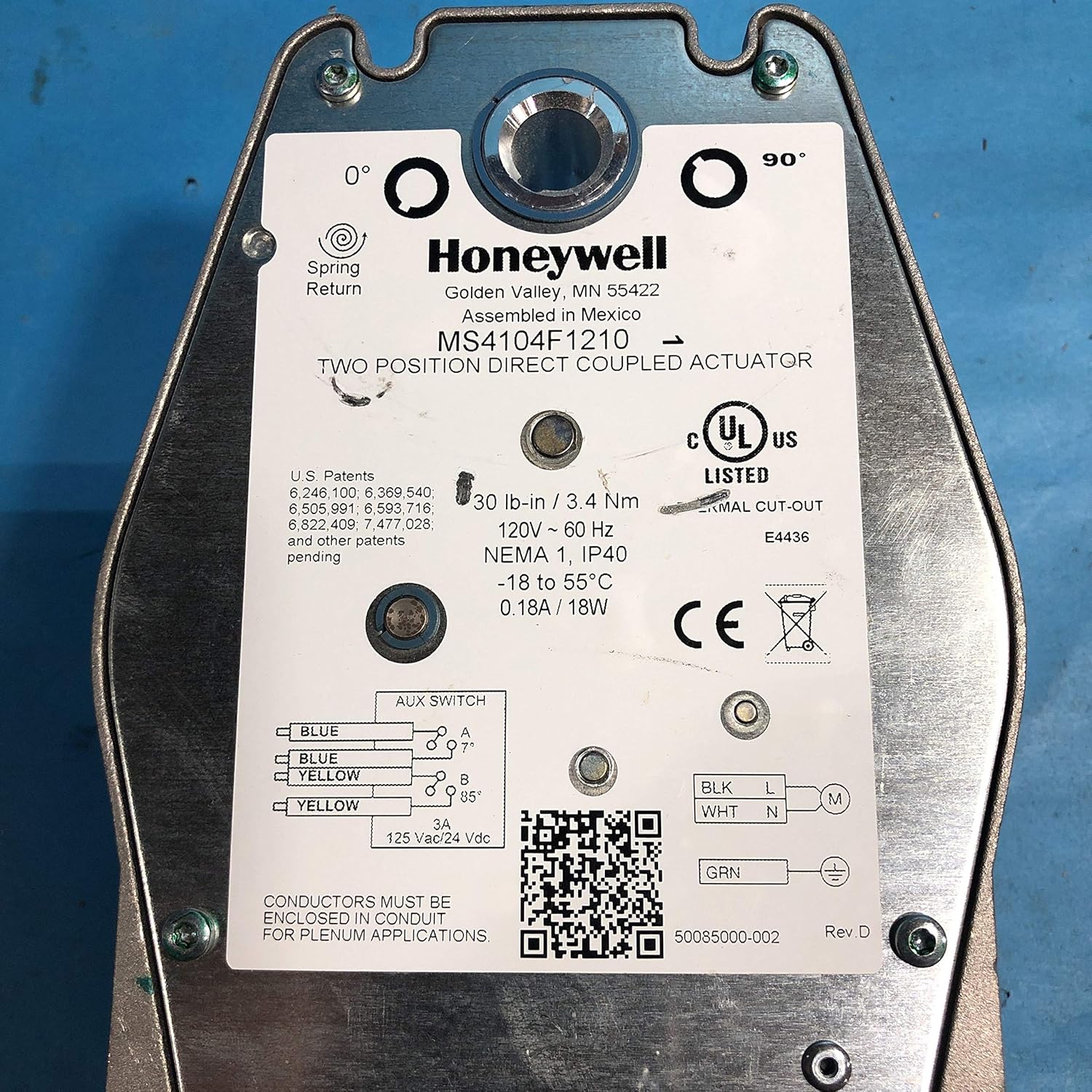 Honeywell, Inc. MS4104F1210 120vFireSmoke30#2posSR 2sw Act