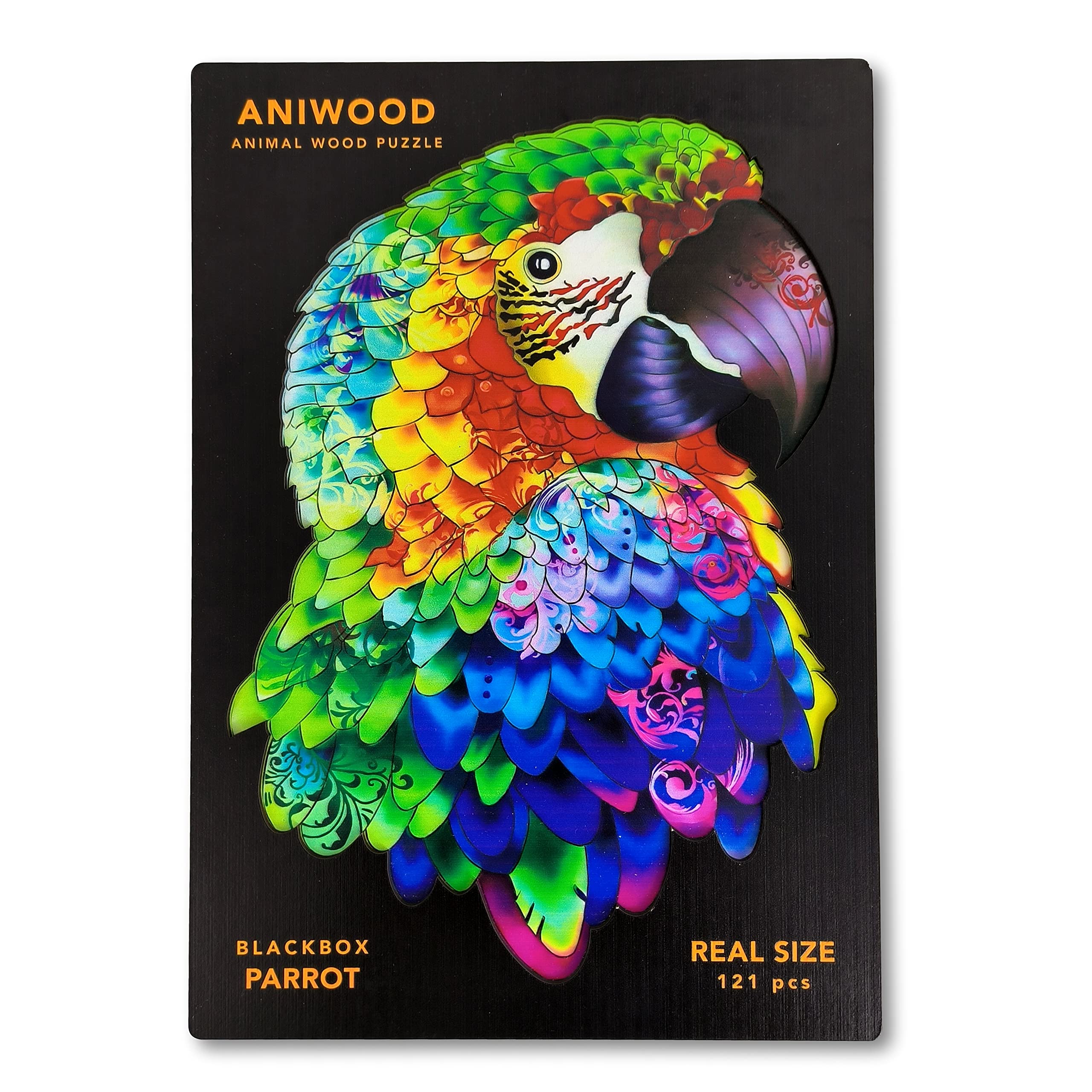ANIWOOD Puzzle de Madera de Animales. Tapa troquelada, Caja a tamaño Real del Puzzle. 3 Modos de dificultad, Elemento Decorativo. Piezas únicas Originales de Animales (Medium, Caballito de Mar) — view 19