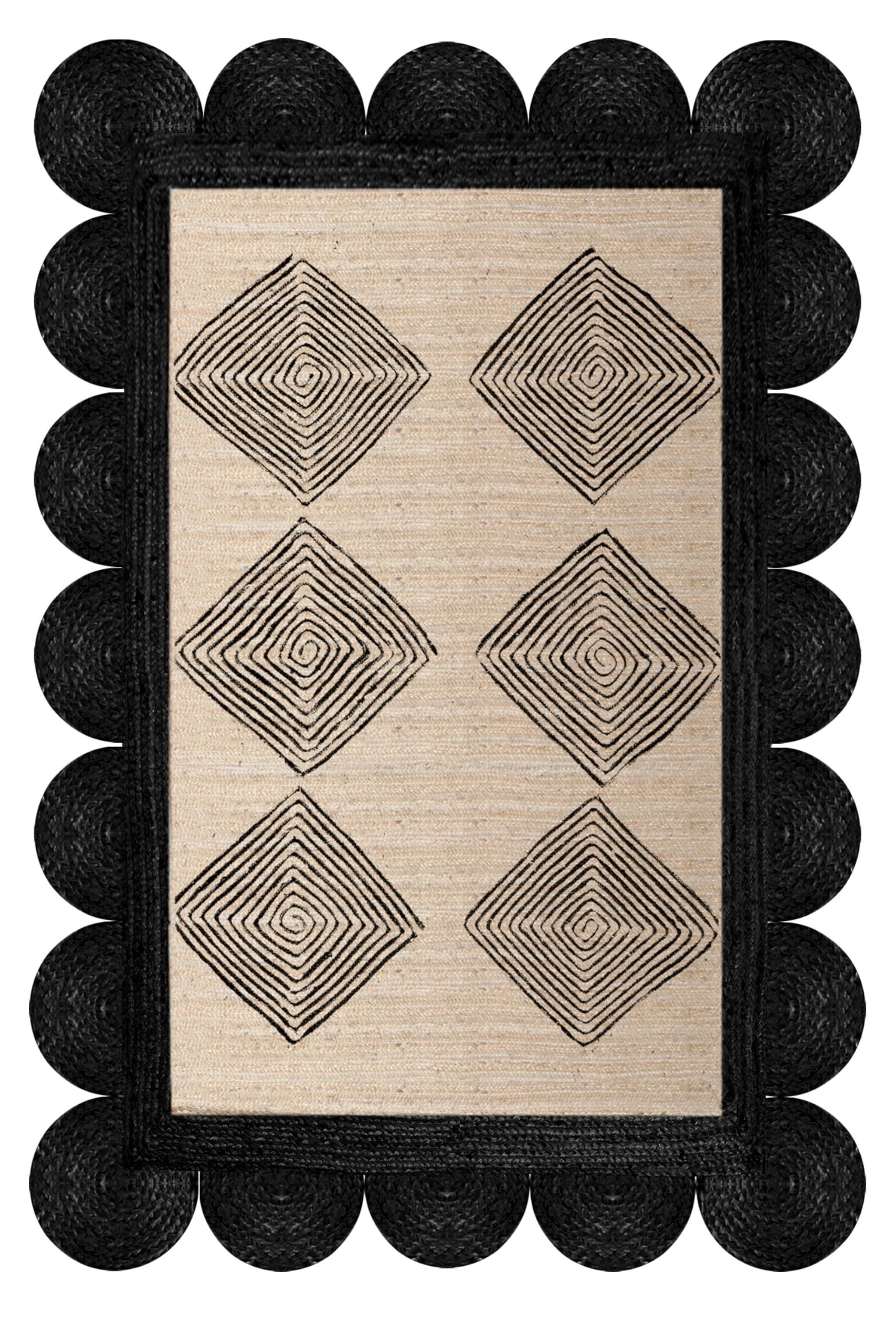 Tapis de couloir en jute festonné tressé main 180x90 cm