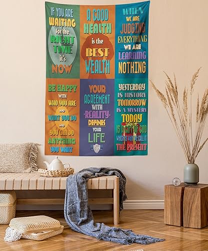 Ambesonne Tapiz de decir, grupo de palabras motivacionales e inspiradoras inusuales, obra de arte de actitud correcta, colgante de pared para