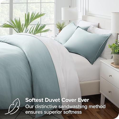 Miniatura 4 de Bare Home - Juego arenado de funda de edredón para cama matrimonial, colección 1800 Premium - Funda fresca de edredón y fundas de edredón