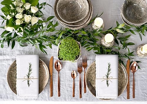 Miniatura 6 de Servilletas de tela con encaje, 100% algodón, color blanco, 20 x 20, servilletas de boda, servilletas de cóctel, servilletas de cena, servilletas