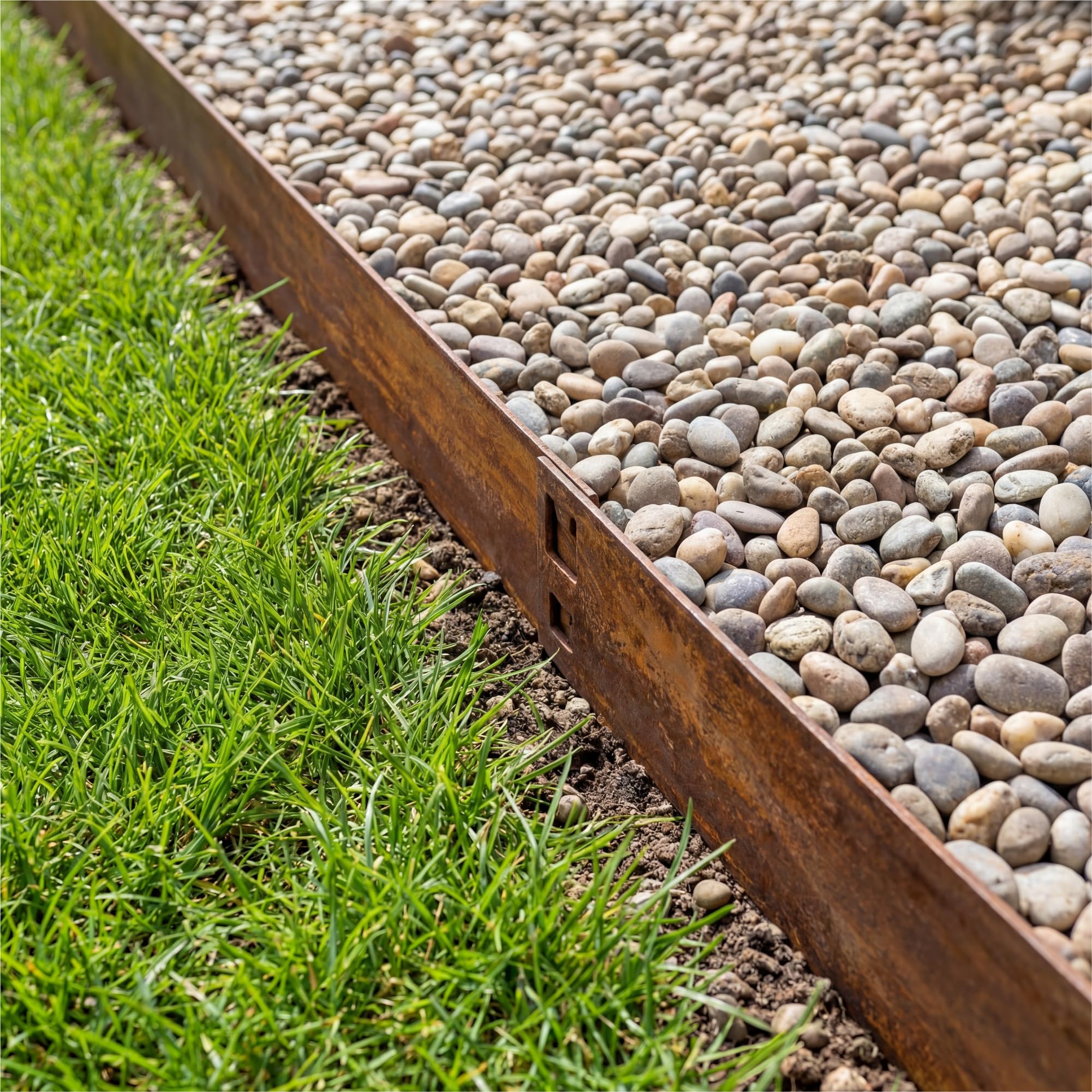 5M Lawn Edging Border, Heavy Duty Corten Steel Garden Edging Strip, Flexible Lawn & Pathway Metal Edging Border for Landscaping, Easy to install - 8cm Face Height, Rust — view 7