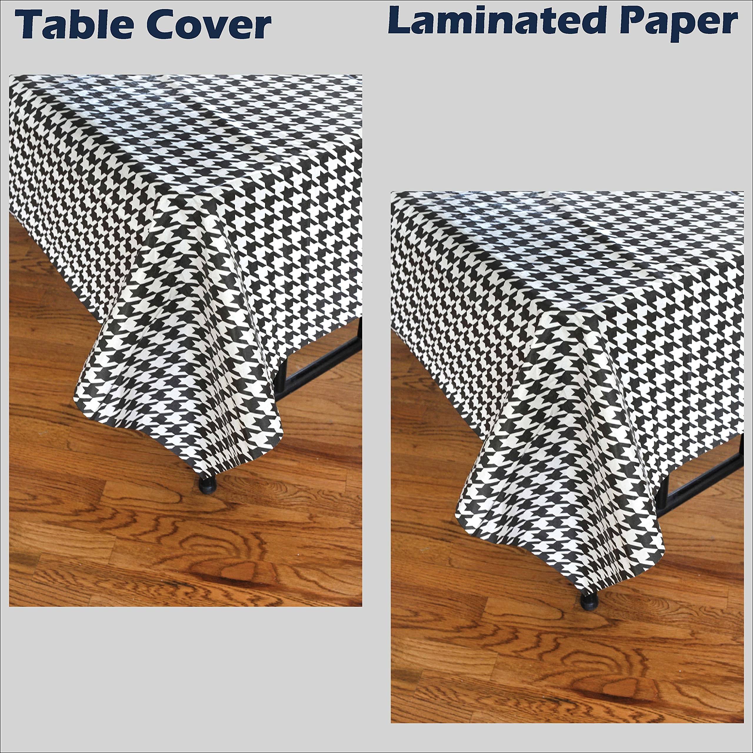 Havercamp Houndstooth - Juego de 2 fundas de mesa de papel (137,2 x 274,3 cm, resistente al agua y al desgarro, color blanco y negro
