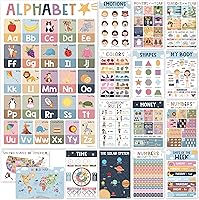 Vista 1 de KINGPRINT - 16 pósteres educativos laminados para niños pequeños (11 x 17 pulgadas), pósteres bohemios para aula, imprescindibles para la escuela
