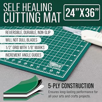 U.S. Art Supply 24x36 Self-Healing Cutting Mat 5-Ply Green/Black