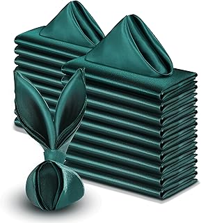VACVELT 50 Pack Hunter Green Satin Napkins 17x17 Inch for Wedding, Elegant Dinner, Square Table Decor, Restaurant and Graduation Party