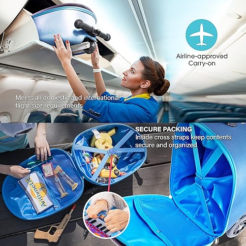 Miniatura 3 de Kiddietotes Monopatín rígido 3-D para niños, lindo equipaje de mano ligero para niños con ruedas iluminadas LED, diseño de rueda actualizado 2022,