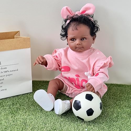 Miniatura 4 de iCradle Muñecas de bebé recién nacidas realistas de 20 pulgadas y 19.7 in, cuerpo suave y realista, muñecas afroamericanas de la vida real, muñeca