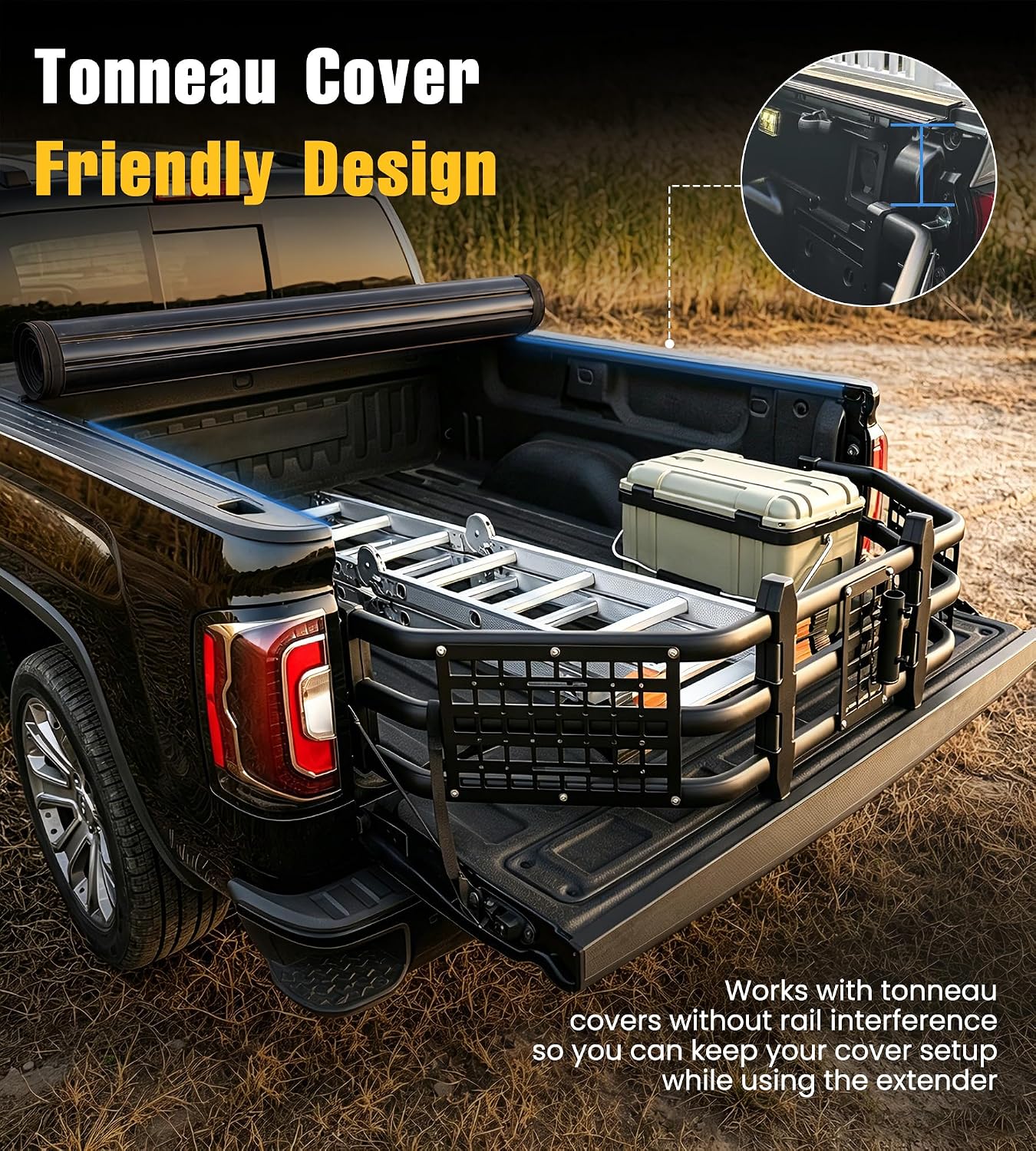 Trumgeta 46"-54" Adjustable Aluminum Truck Bed Extender w/MOLLE Panels image 3