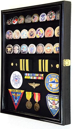 Miniatura 3 de Challenge MonedasMedallasPinesInsigniasCintasInsigniasBotones Chips Combo Vitrina Caja Gabinete (Acabado Negro)