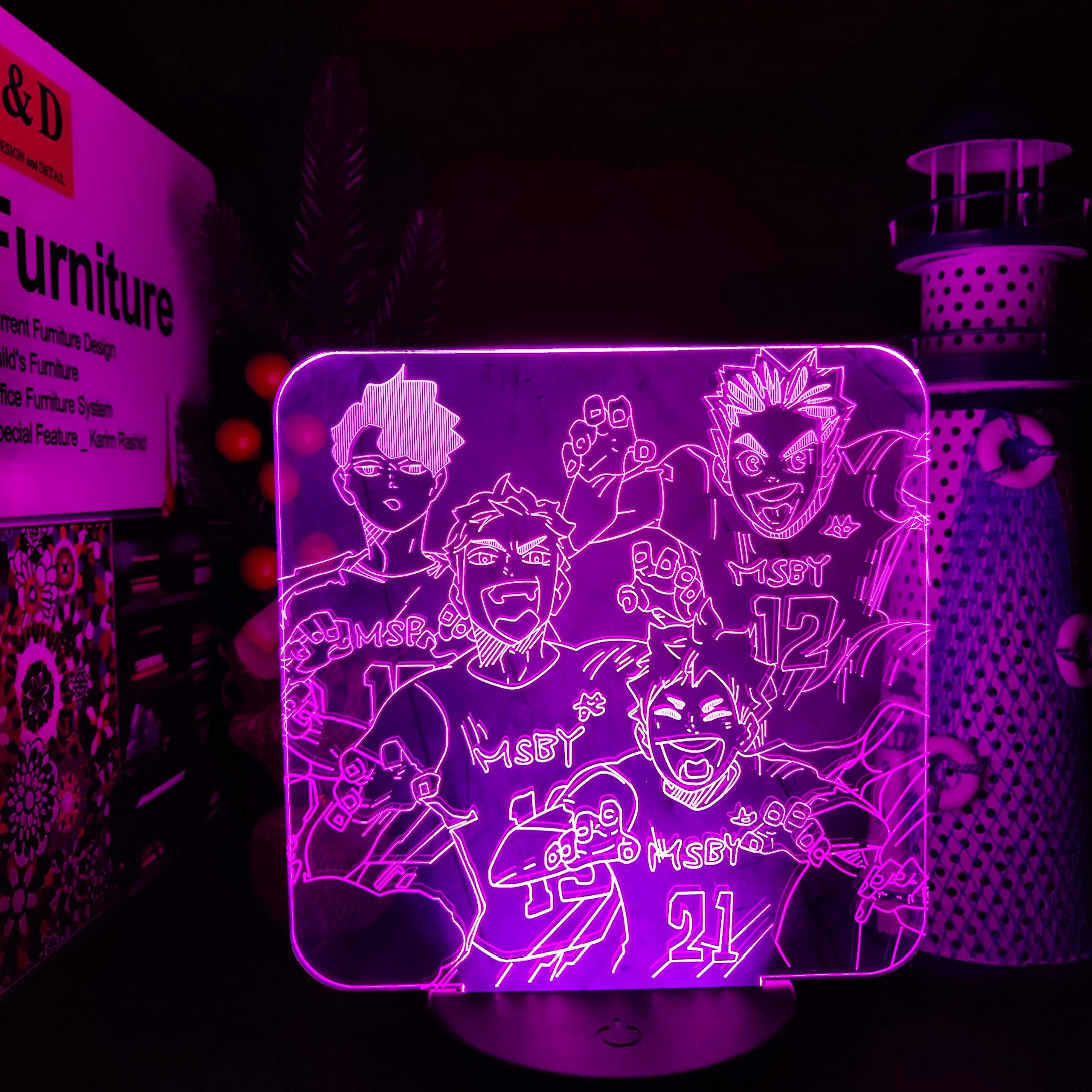 KJsdaADSA Haikyuu MSBY Team Hinata Miya Sakusa Bokuto Led Lamp Anime Night Lights Lamparas Color Changing for Room Decor Kids Gifts
