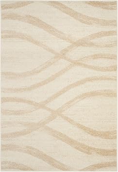 SAFAVIEH Area Rug 6x9 - Adirondack Collection - Cream & Champagne, Modern Wave Design, Non-Shedding & Easy to Clean, Ideal for Living Room, Bedroom, Dining Space (ADR125W)