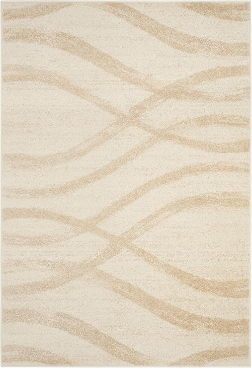 SAFAVIEH Area Rug 6x9 - Adirondack Collection - Cream & Champagne, Modern Wave Design, Non-Shedding & Easy to Clean, Ideal for Living Room, Bedroom, Dining Space (ADR125W)