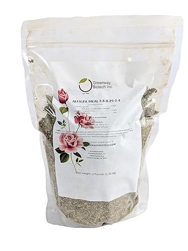 Greenway Biotech - Comida de alfalfa 2.80-0.29-2.40 - Fertilizante para rosas, flores, plantas y verduras con minerales esenciales y nitrógeno,