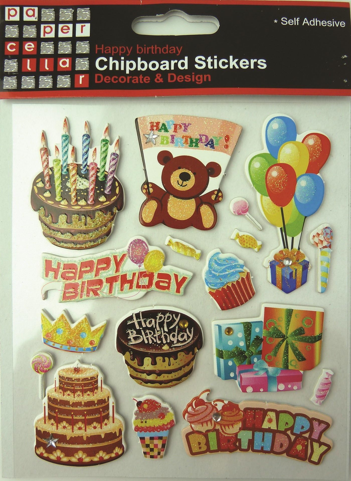 Papercellar Happy Birthday Chipboard Stickers Decorate & Design