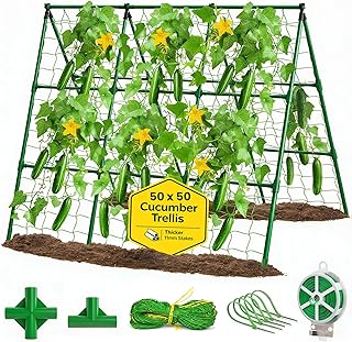 50x50 Cucumber Trellis for Raised Bed - A Frame Garden Trellis for Climbing Plants Outdoor - Cucumbe