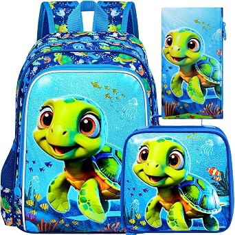 HPJGD 3PCS Boys Backpack, Water Resistant Kids Bookbag Set with Lunch Box, Cute School Bag for Preschool Toddler
