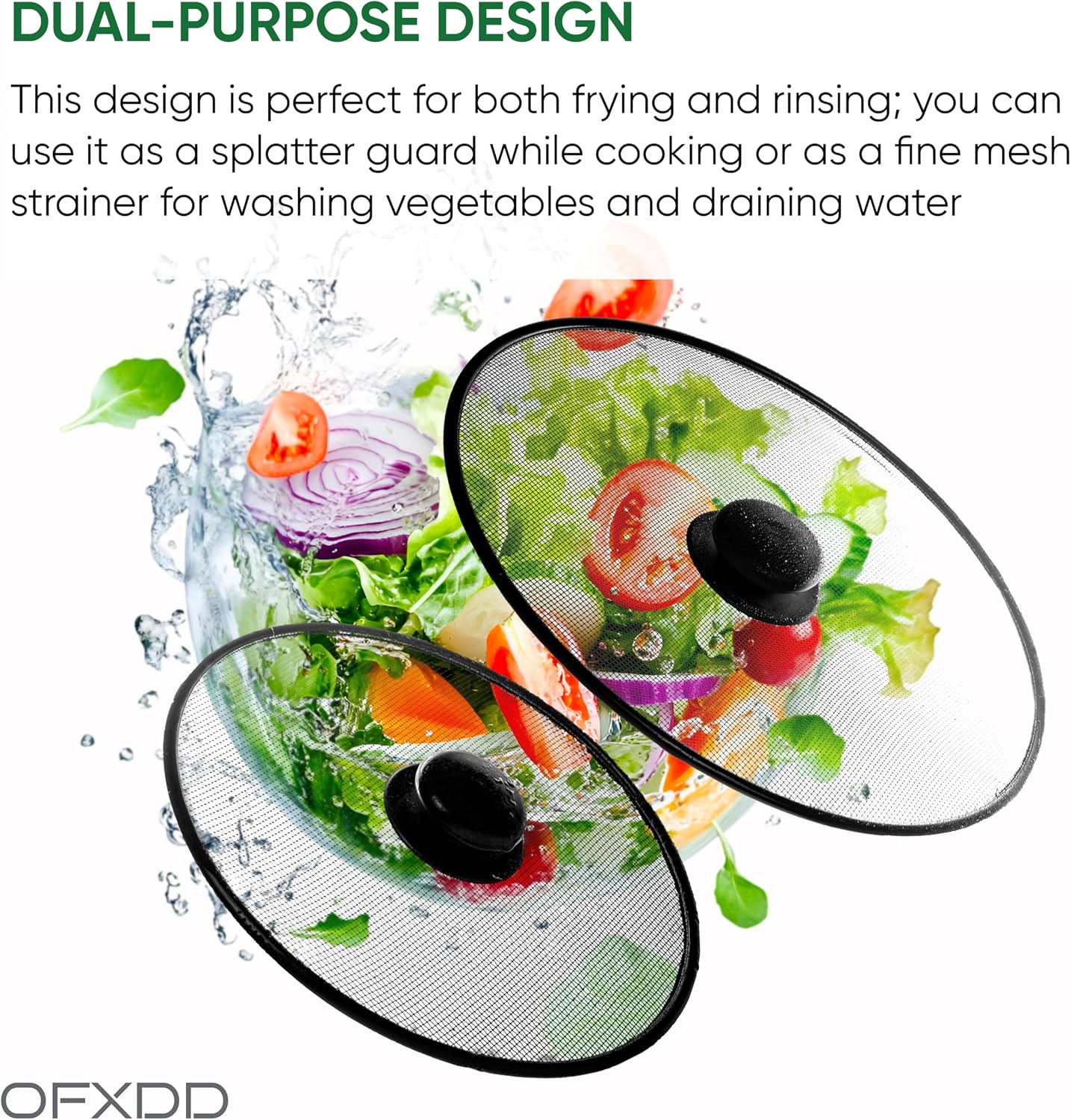 Stainless Steel Lid Splatter Screen - Set of 2: 8,2" & 10" - Frying Pan Oil Splash Guard