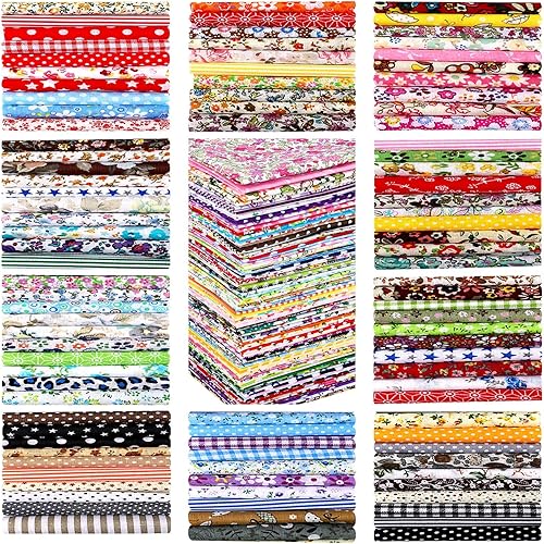 Tatuo 150 Pcs 4 × 4 Inch Cotton Fabric Squares Bundle Quilting Fabric Floral Patchwork Fabrics Printed Material Sewing Patchwork Cloth for DIY Craft