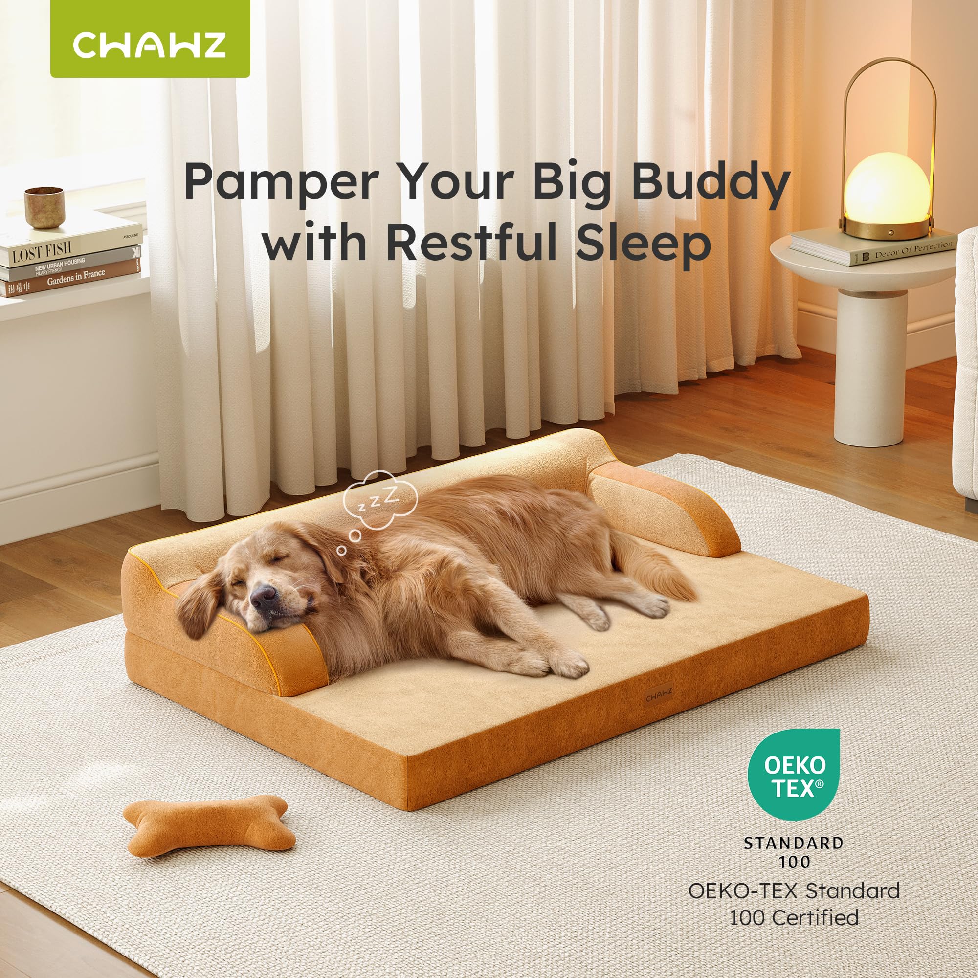 CWAWZ XL Plus - Cama ortopédica para perros, cama grande para perros de tamaño grande, camas de refrigeración para mascotas de doble cara con funda lavable de espuma viscoelástica, parte inferior