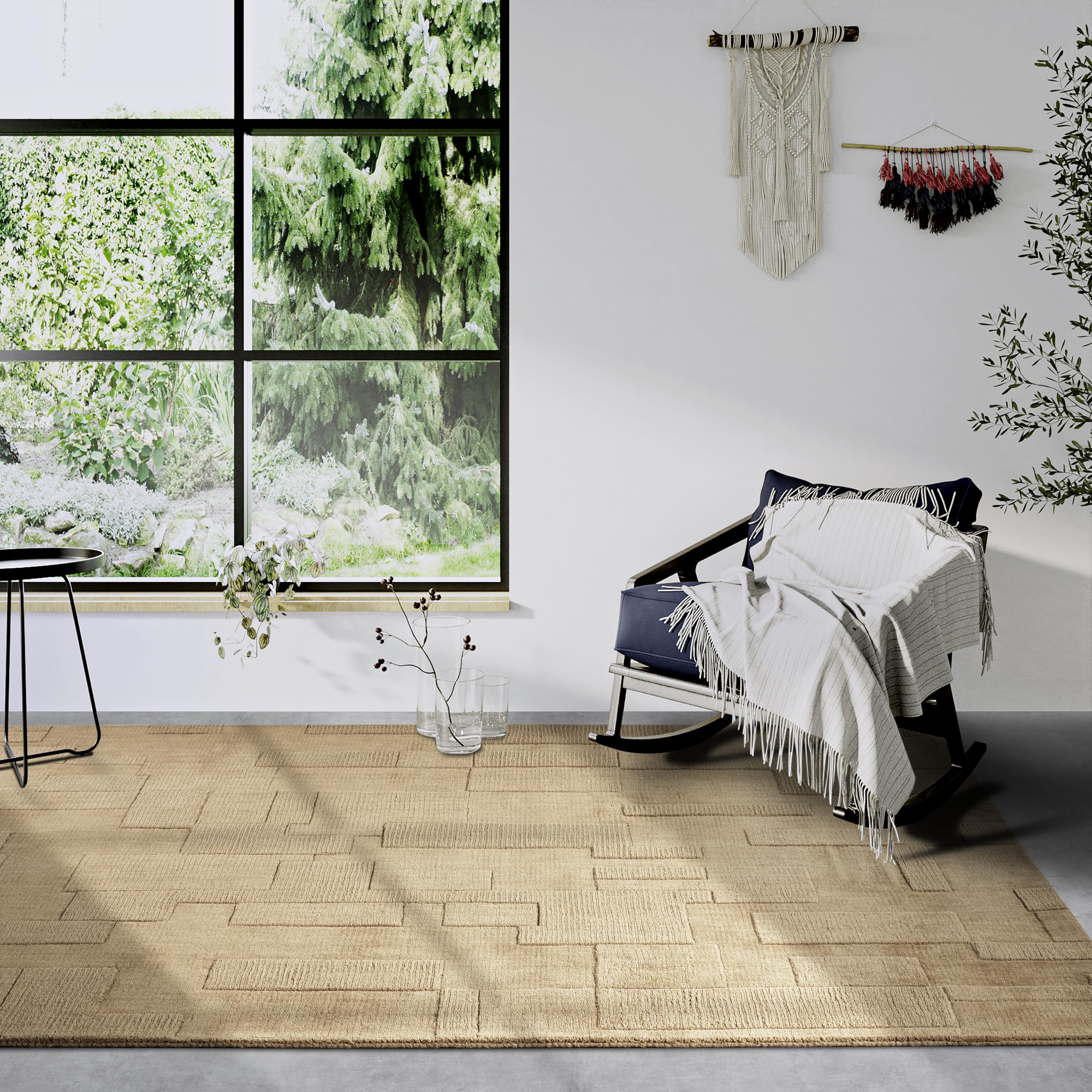 Villeroy & Boch Tapis en Laine Wilhelmine - Tapis de Salon Naturel - Tissé à la Main et Naturel - Tapis bohème en Laine pour Salon, Chambre à Coucher, Salle à Manger, Couloir, Cuisine - Beige, 120 x