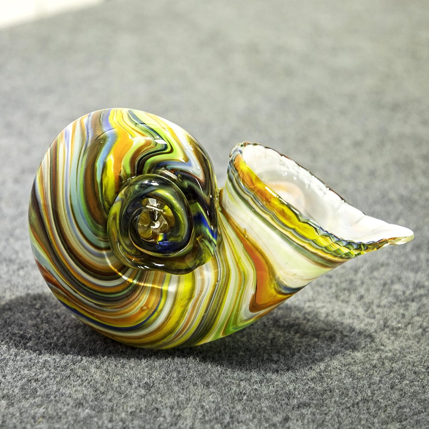 QFkris 7.7" Glass Nautilus Conch Figurines, Hand Blown Seashell Art, Multicolor Glass Sculpture Beautiful Home Decor, Crystal Paperweight - Image 8