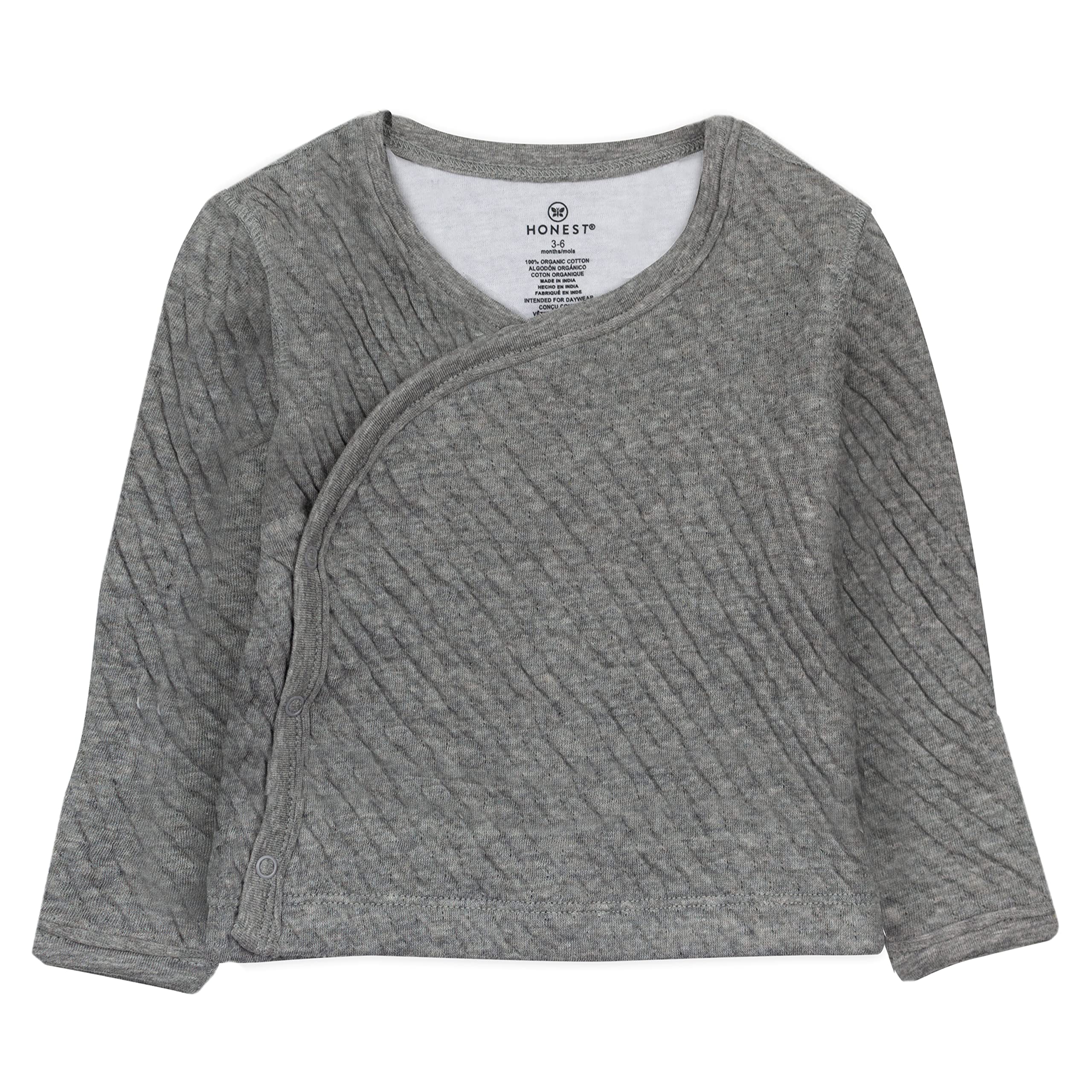 HonestBaby Camiseta tipo kimono de algodón orgánico Matelasse con cierre lateral para bebés y niños
