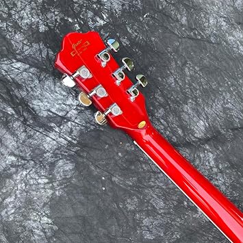 Semi-Hollow Body Electric Guitar, 3 Color Options - Red, Green, Orange (Cherry Red)