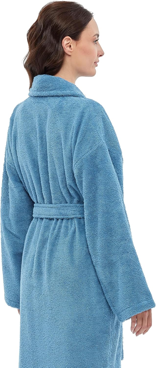 Arus Women's Shawl Collar Robe, Turkish Terry Cotton Bathrobe,with Regular and Full Length Options - Image 5