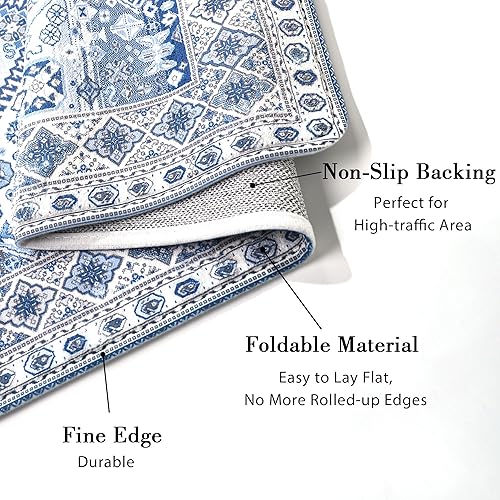 Miniatura 4 de Alfombra antideslizante de 3 x 5 pies, alfombra decorativa para interiores, lavable, de pelo bajo, pequeña, plegable, para entrada, dormitorio, sala
