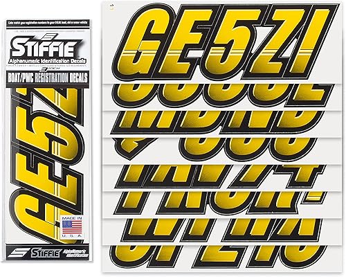 Miniatura 2 de STIFFIE Techtron - Calcomanías de identificación alfanuméricas, adhesivos de números de registro para barcos y embarcaciones personales, color