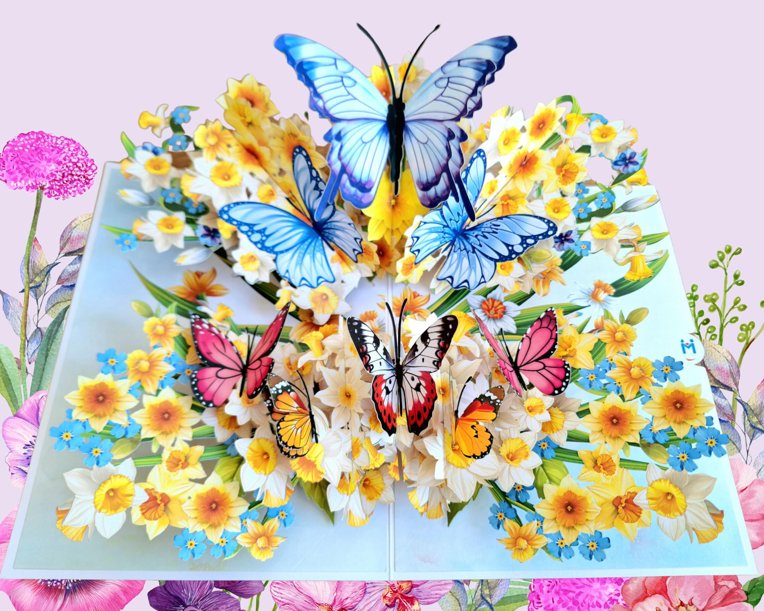 Card Mavens Flower Mothers Day Card Pop Up for Her 3D Mum Birthday Card for Women Grandma Anniversary Thank You Thinking of You Get Well Mother's Birthday Butterflies Daffodil Mother's Day โ image 1