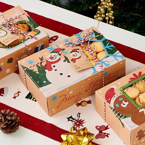 Miniatura 8 de JOYIN 24 cajas para hornear de regalo de galletas de Navidad de 8.75 x 5.75 x 2.75 pulgadas con ventana emergente automática, cajas de regalo de