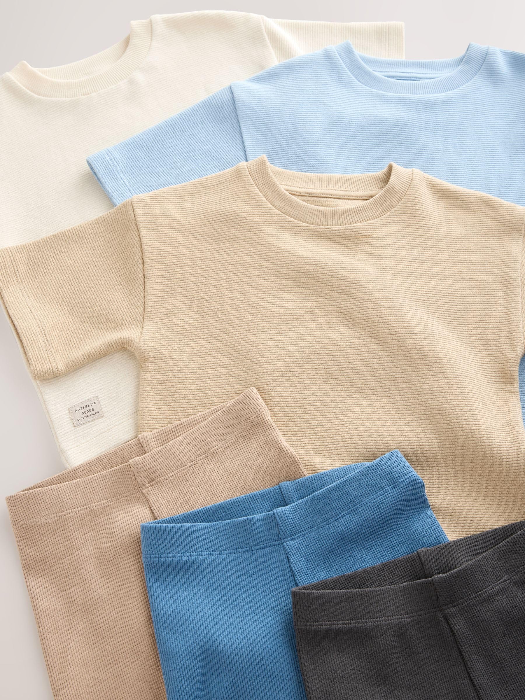 NEXT Jungen Langärmelige, strukturierte T-Shirts und Radlershorts, 3er-Pack 62-122