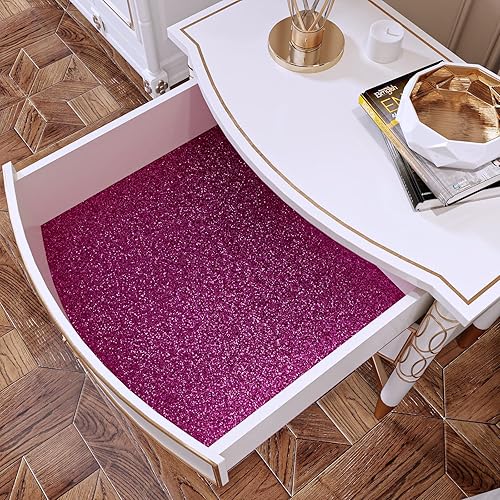 Vista 31 de VaryPaper Papel tapiz plateado con purpurina gruesa de 15.7 x 315 pulgadas, papel de contacto plateado, autoadhesivo, extraíble, con lentejuelas