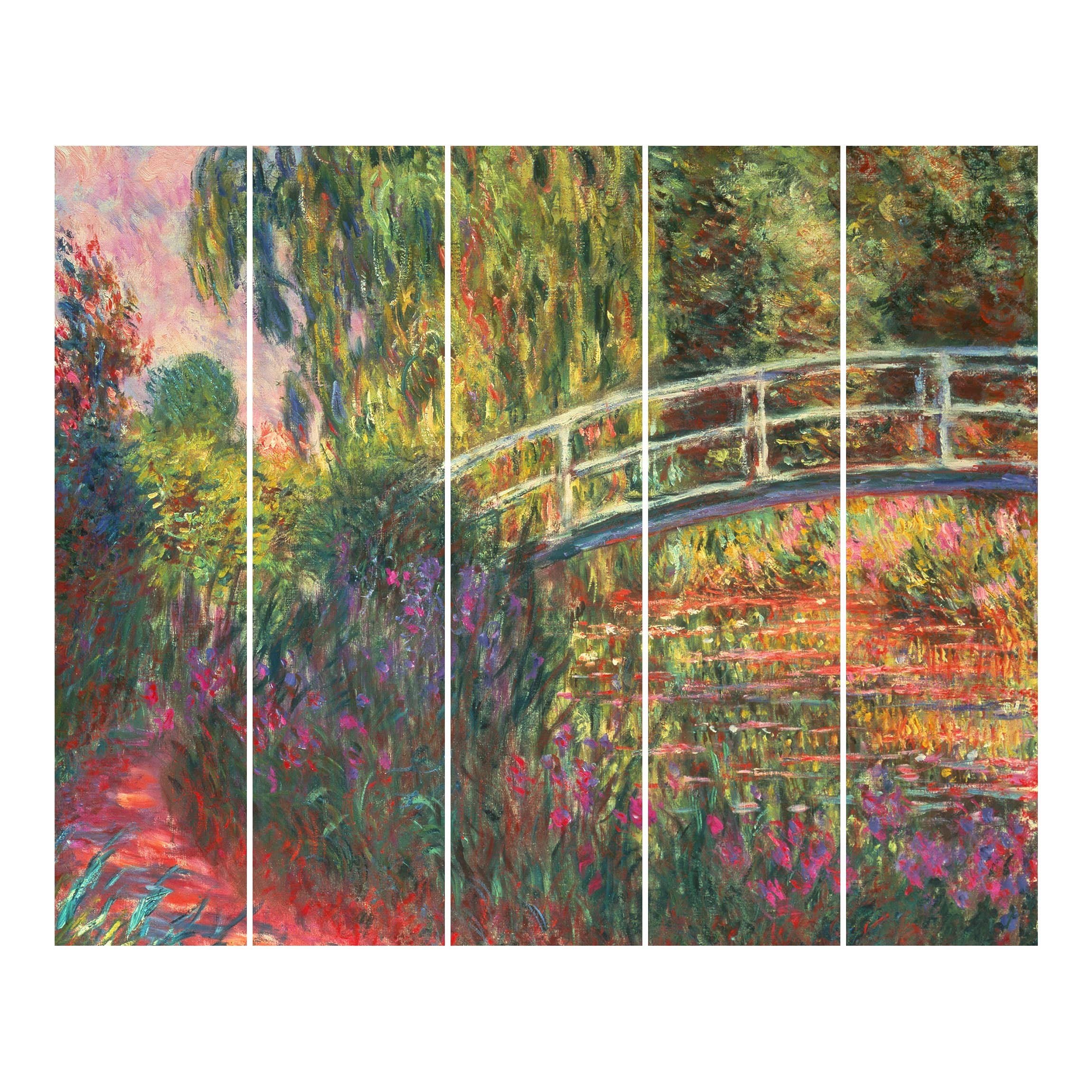 Schiebegardine halbtransparent 60er Paneel Klett Wald Textil lichtdurchlässig - Blumenwiese Modern Flächenvorhang Wohnzimmer Schlafzimmer 2101 (300x250 cm - 5er Set)