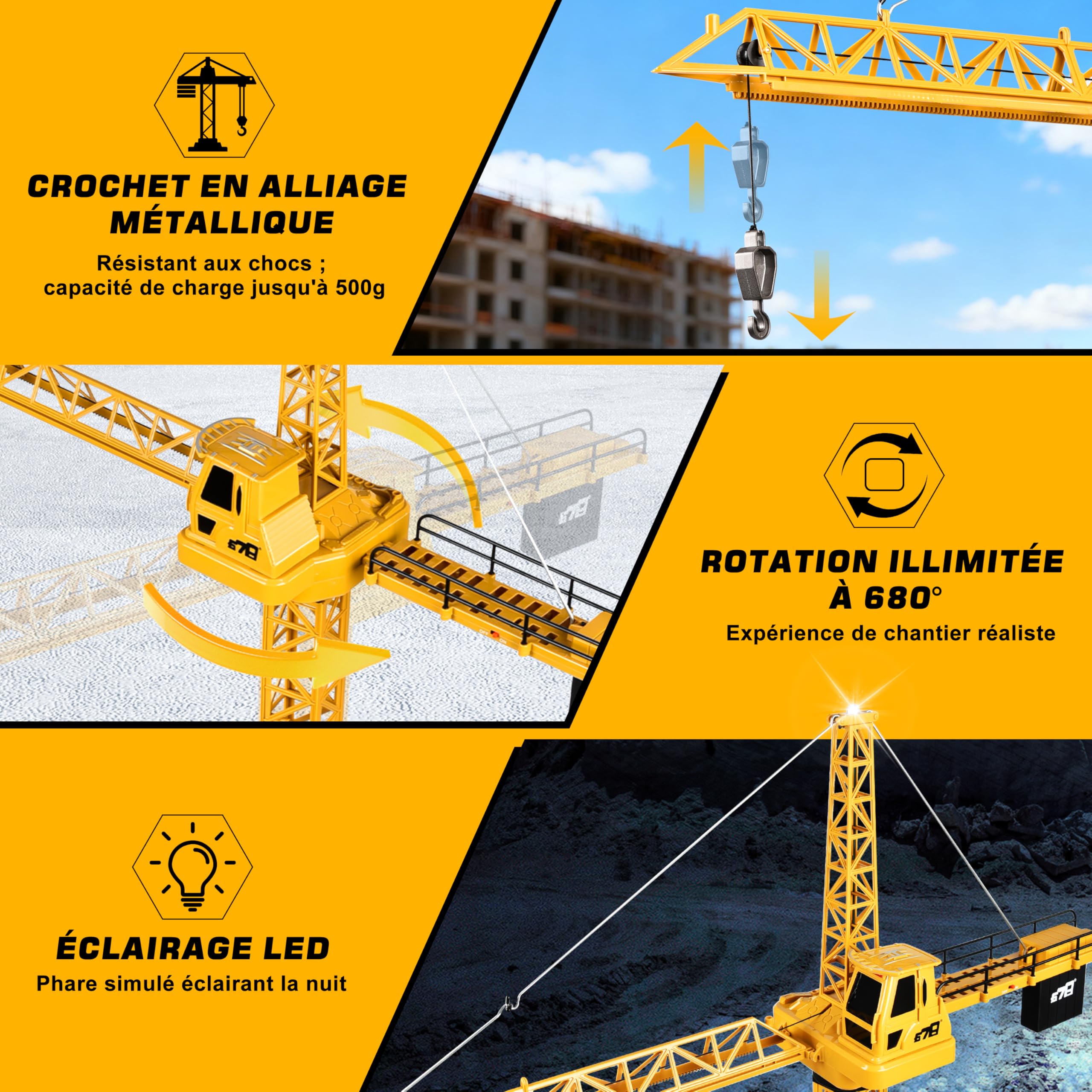 JONRRYIN 2.4GHz Grue Telecommandée RC Grue Enfant