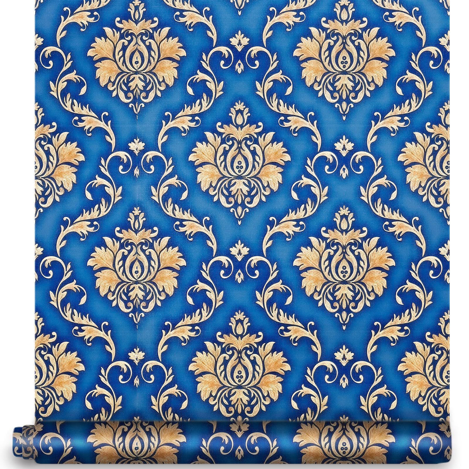 Papier peint autocollant amovible bleu marron pour personnaliser une étagère de salon