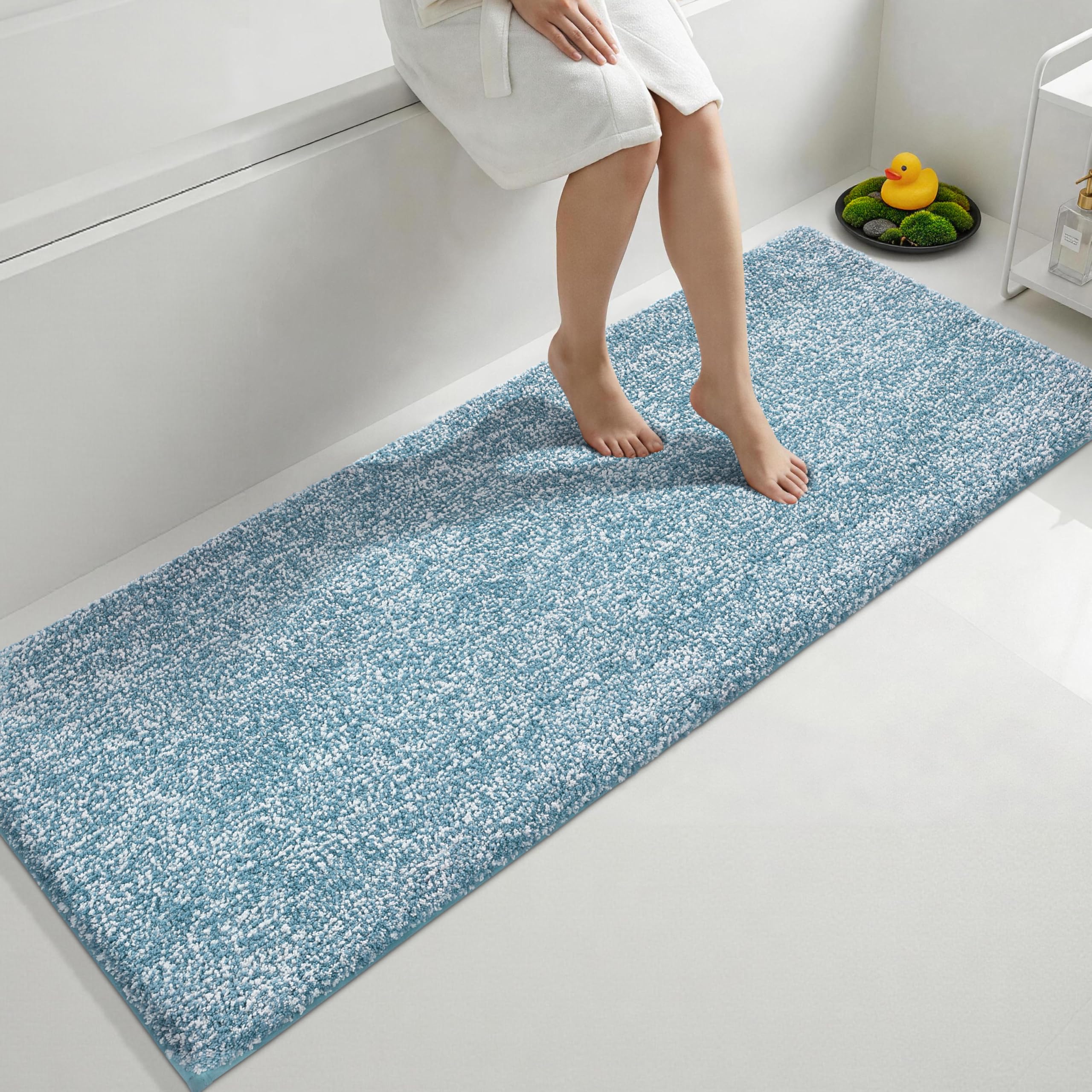 Yimobra Anti-Fatigue Non Slip Bathroom Rugs – Cushioned Dense Elastic Microfiber Bath Mat for Pressure Relief, Comfort for Tired Feet, Soft Absorbent