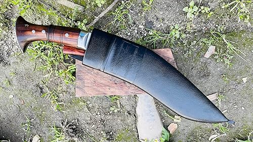 Miniatura 9 de -Auténtico cuchillo de supervivencia Khukuri-Kukuri hecho a mano de 12 pulgadas 3 más completos, cuchillo de cuero de hoja fija de supervivencia de