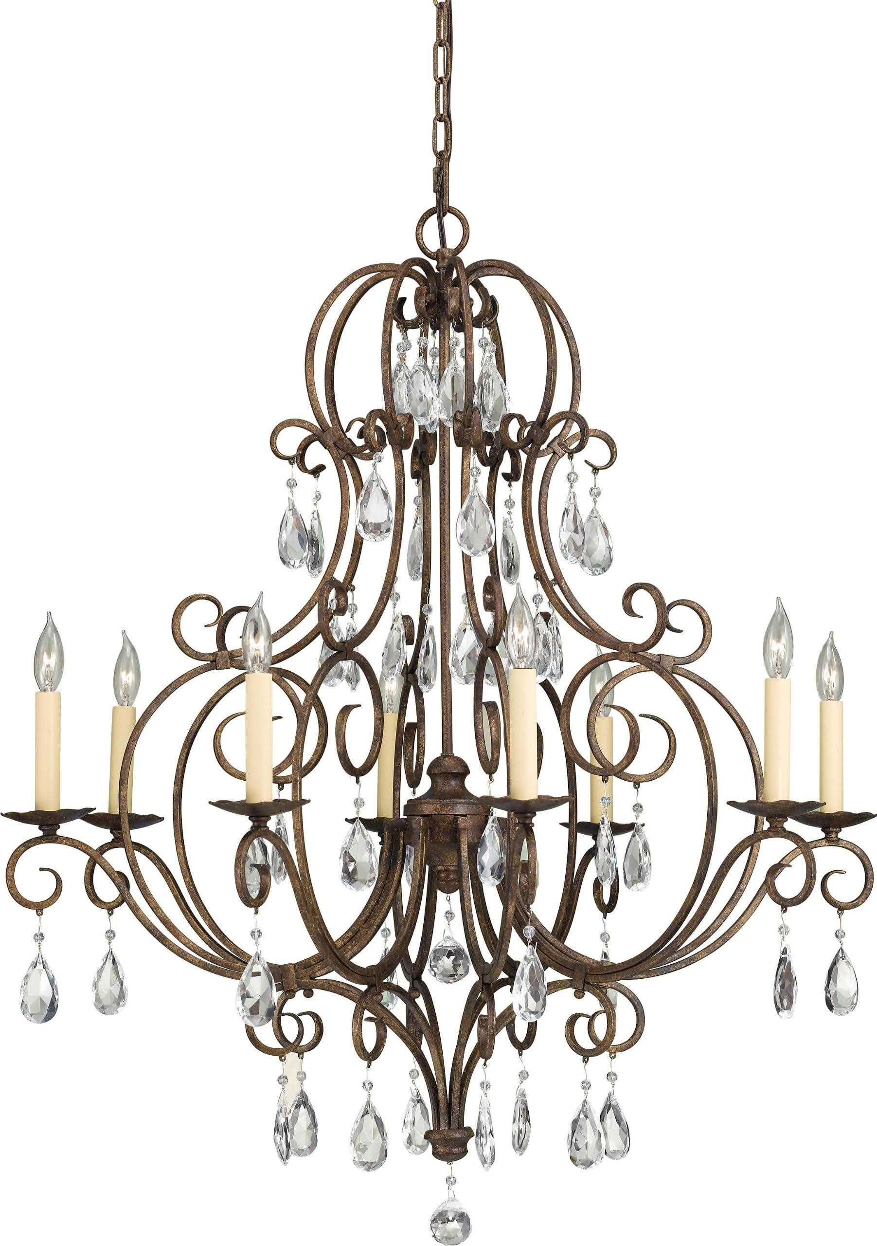 FeissF2303/8MBZ Chateau Crystal Candle Chandelier Lighting, Bronze, 8-Light (32"Dia x 38"H) 480watts