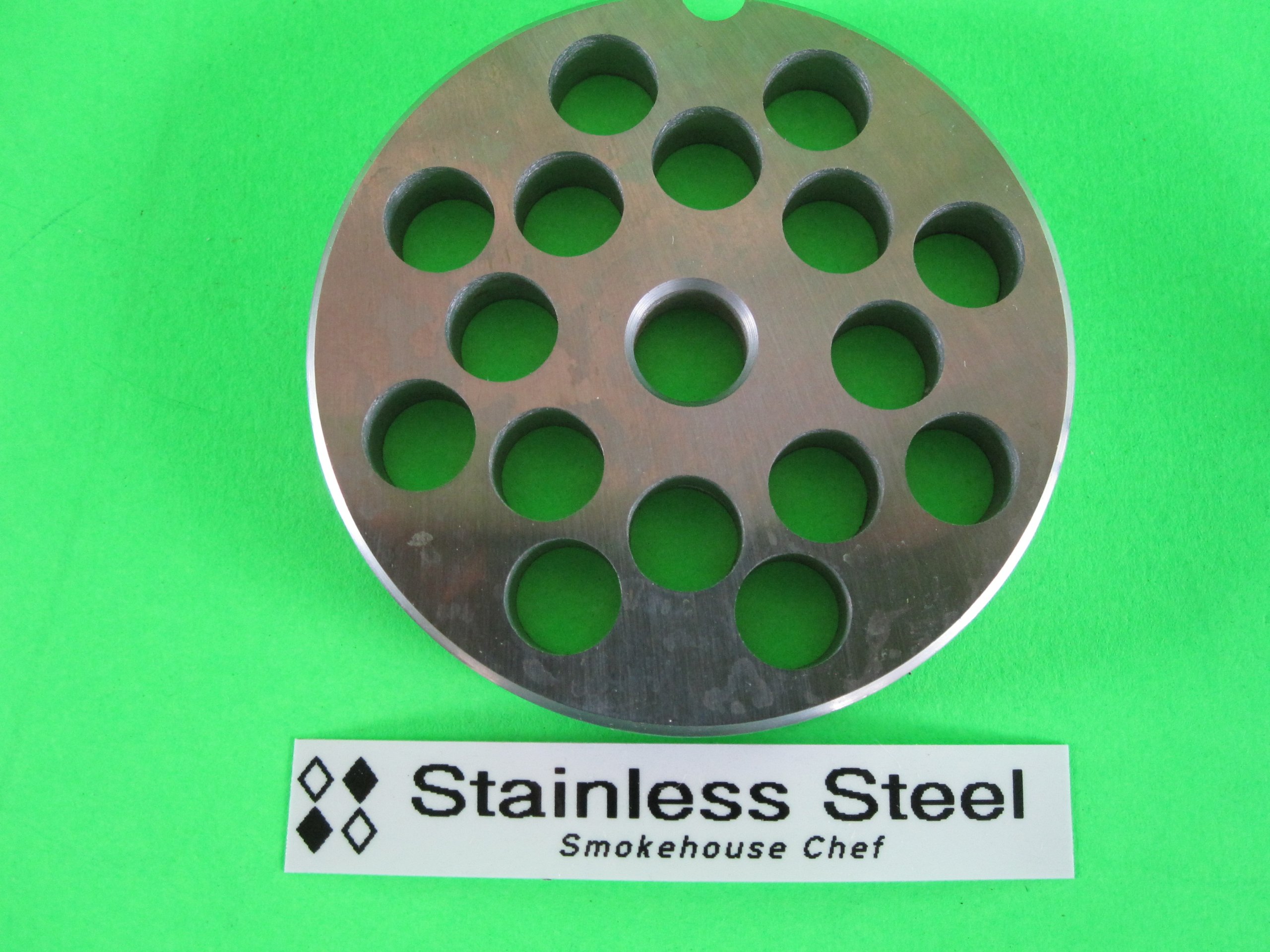 Smokehouse Chef Size #12 x 3/8 inch holes SET Meat Grinder grinding plate And knife