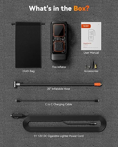 Miniatura 9 de WOLFBOX Inflador de neumáticos, compresor de aire portátil, bomba de aire inalámbrica de 150 PSI y 12000 mAh para neumáticos de automóvil,