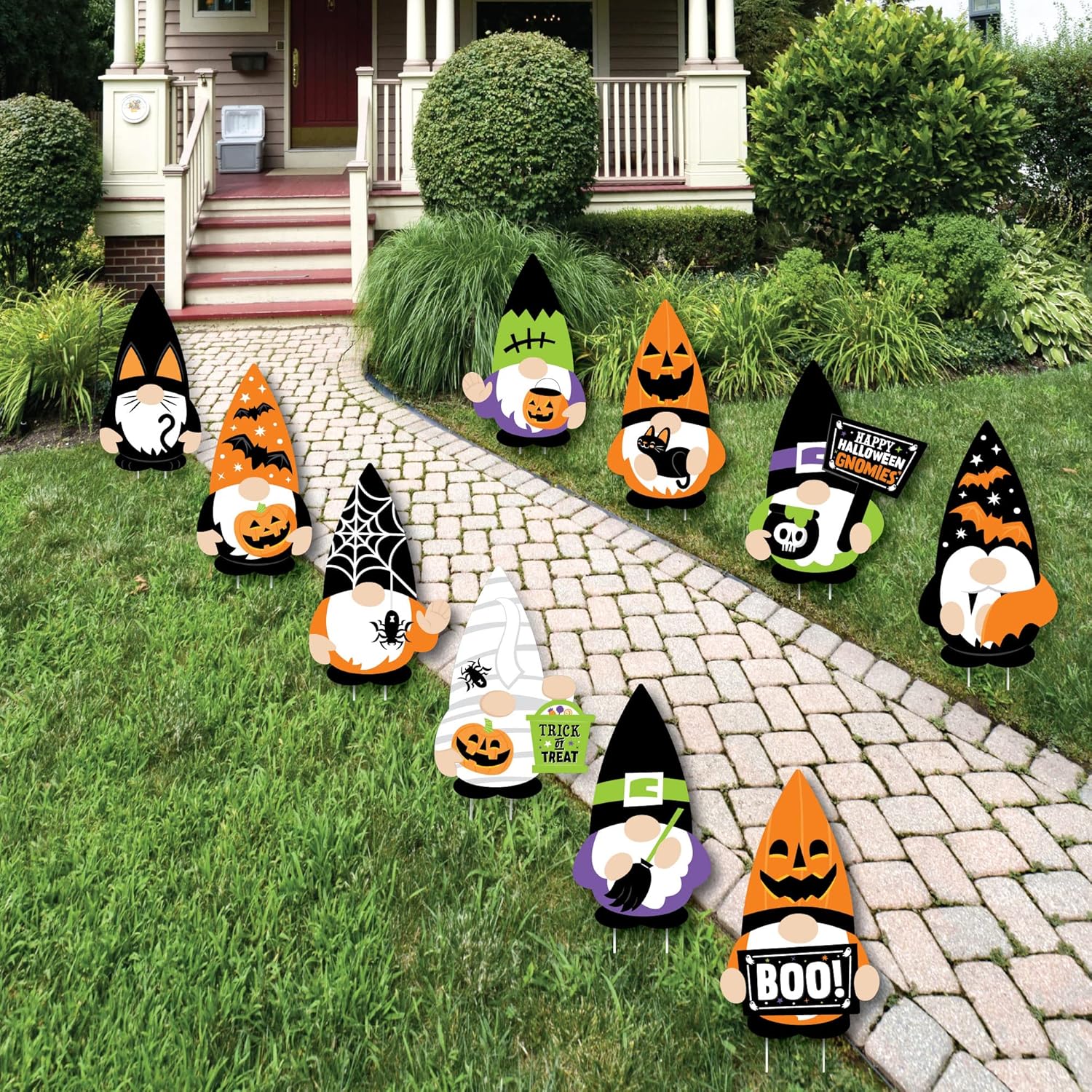 Big Dot of Happiness Halloween Gnomes - Gnome Lawn Decorations - Halloween Cutouts - Halloween Decorations - Spooky Fall Party Decorations - Halloween Lawn Decorations - 10 Piece