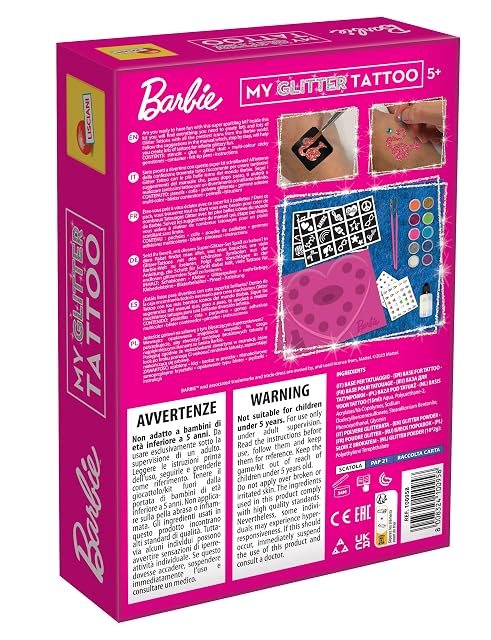 Foto 2 de 6 de Liscianigiochi 47305 Barbie Estudio de tatuajes brillantes temporales infantiles