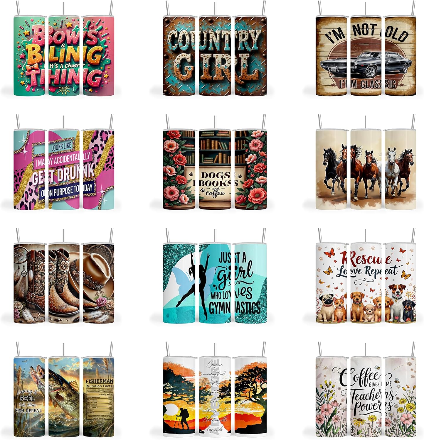 50 pc. Bundle Variety Pack, Tumbler Sublimation Wrap, Tumbler Transfer, Ready to Press Sublimation Transfer - 20 oz Straight Tumbler, Skinny Tumbler -RPT 500 (Variety 8 -RTP. 304) - Image 3