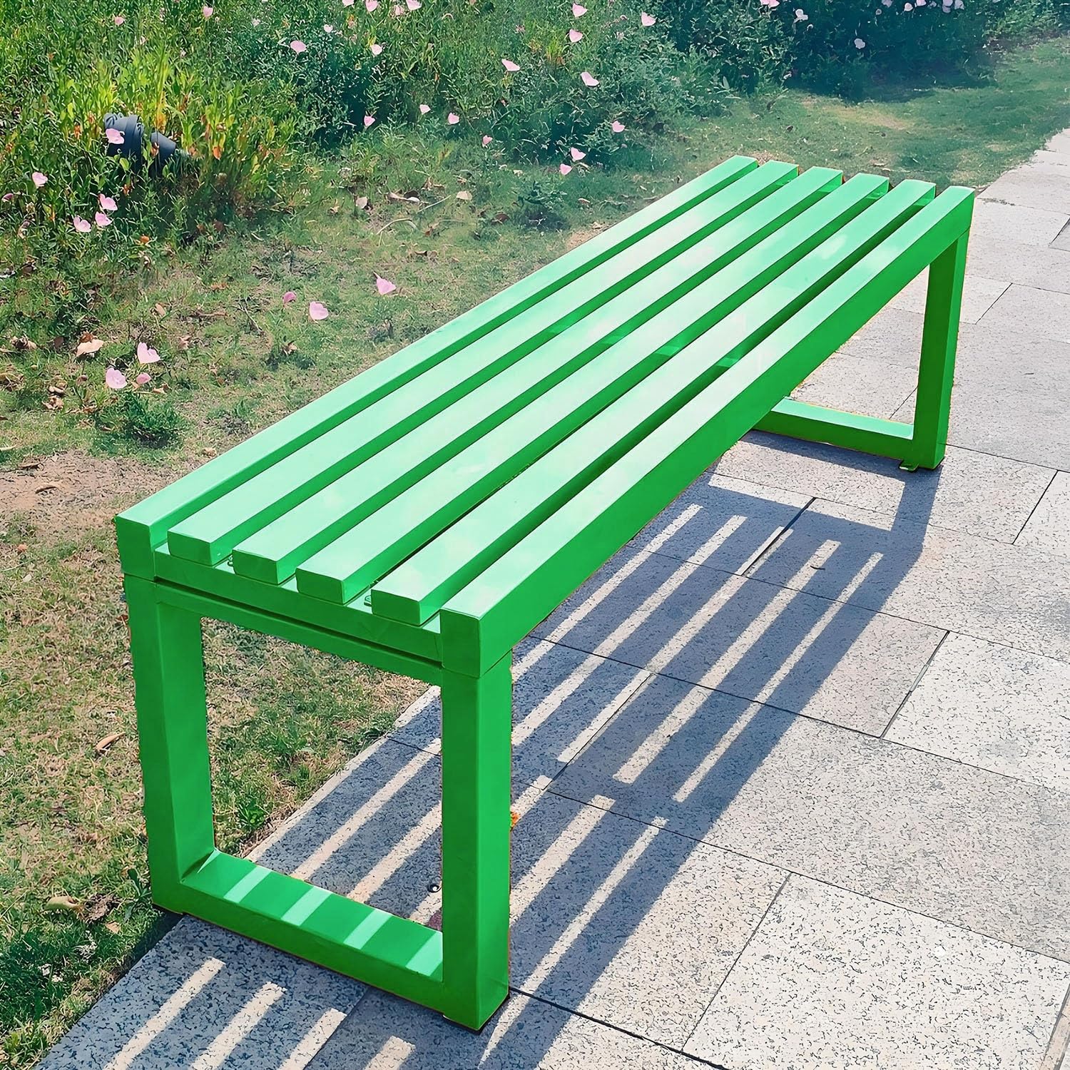 Banc de jardin étanche pour porche et terrasse ombragée en métal vert