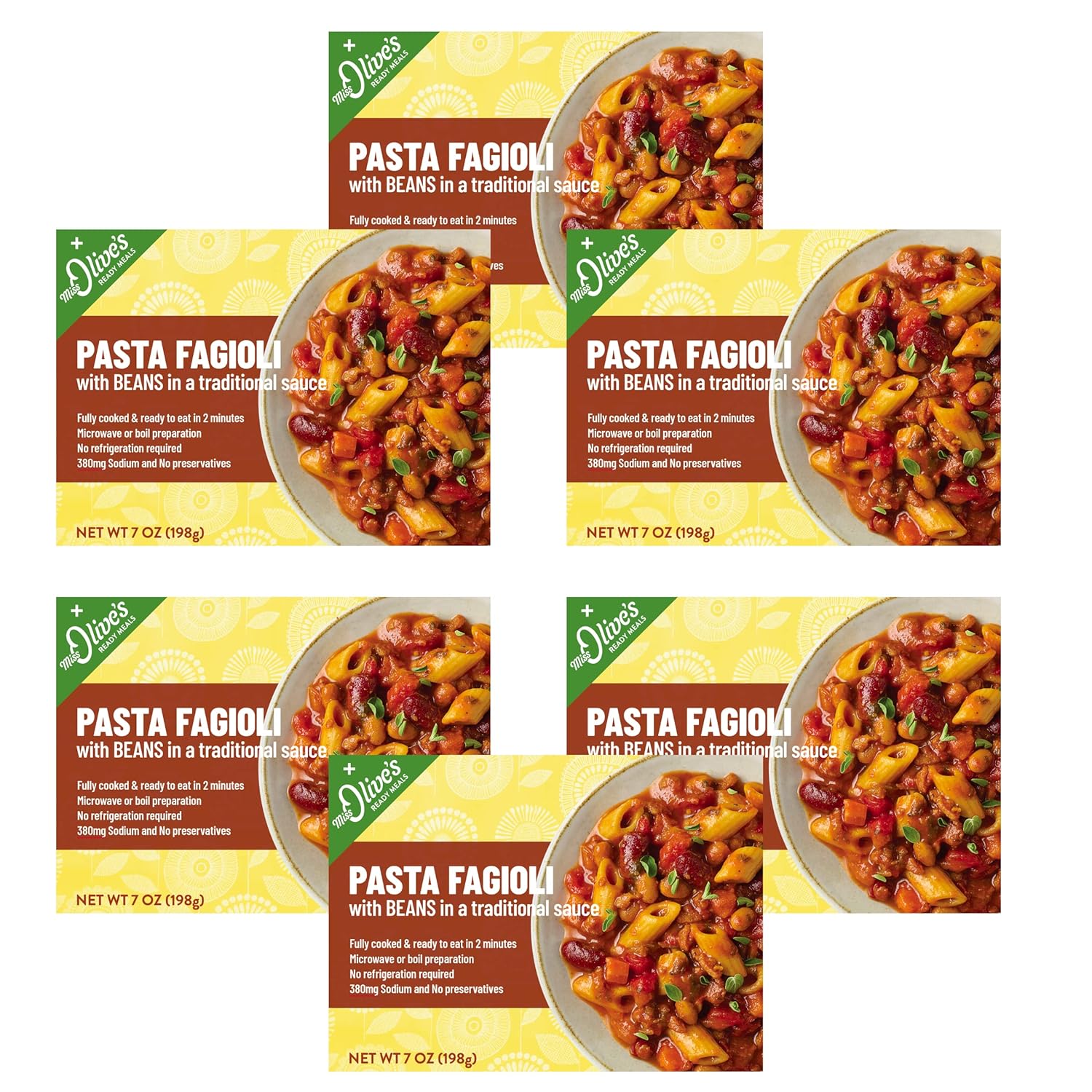 Miss Olives Pasta Fagioli Microwavable Low Sodium Healthy